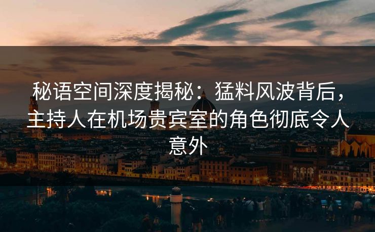 秘语空间深度揭秘：猛料风波背后，主持人在机场贵宾室的角色彻底令人意外