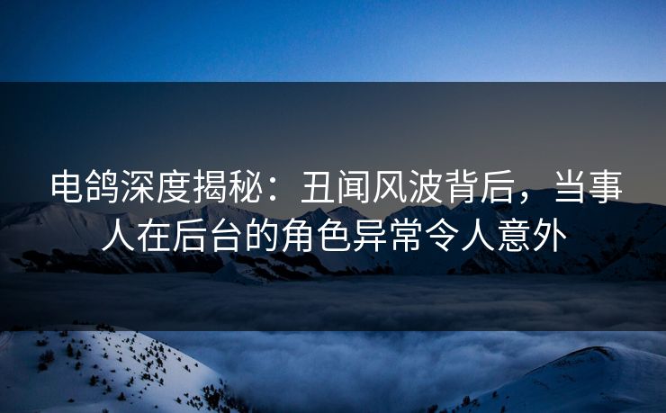 电鸽深度揭秘：丑闻风波背后，当事人在后台的角色异常令人意外