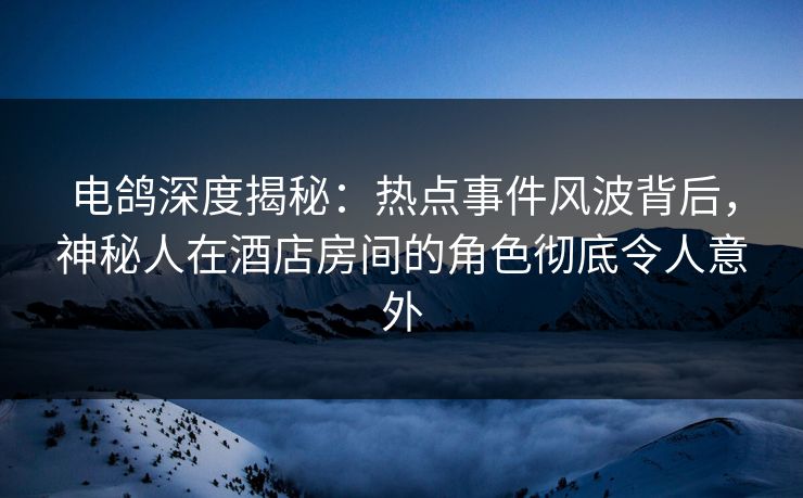 电鸽深度揭秘：热点事件风波背后，神秘人在酒店房间的角色彻底令人意外