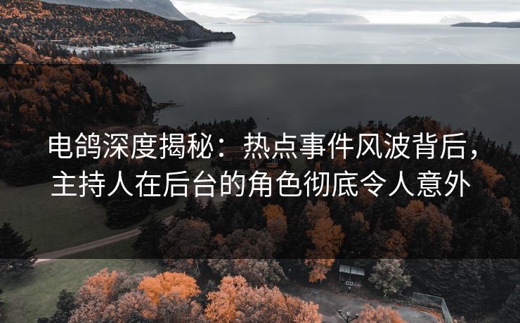 电鸽深度揭秘：热点事件风波背后，主持人在后台的角色彻底令人意外