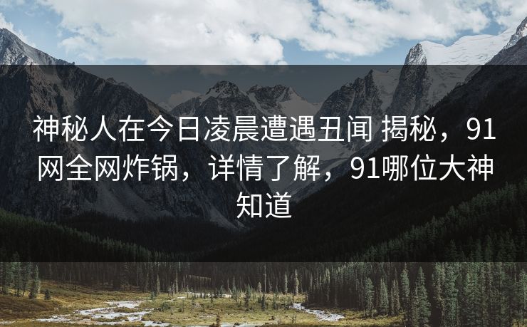 神秘人在今日凌晨遭遇丑闻 揭秘，91网全网炸锅，详情了解，91哪位大神知道